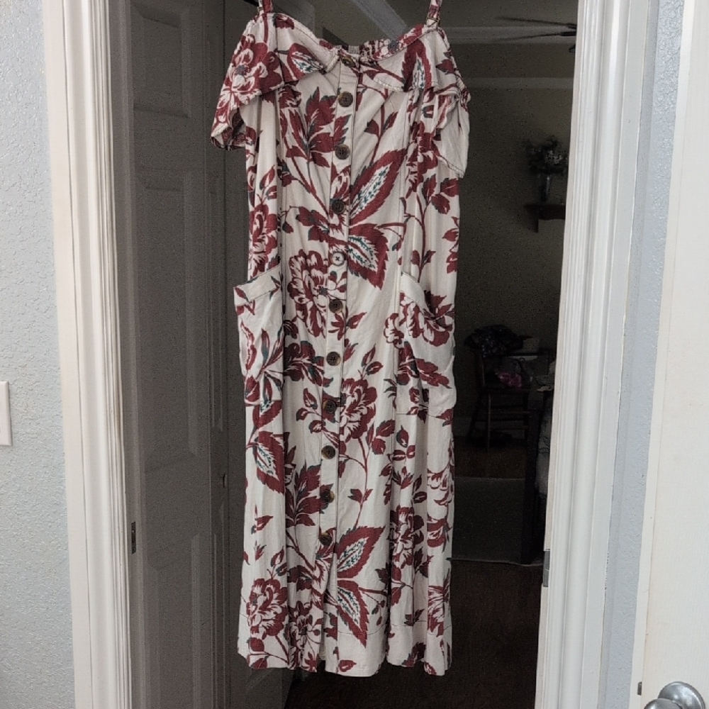 Anthropologie Red Midi Sundress for Wedding Guest